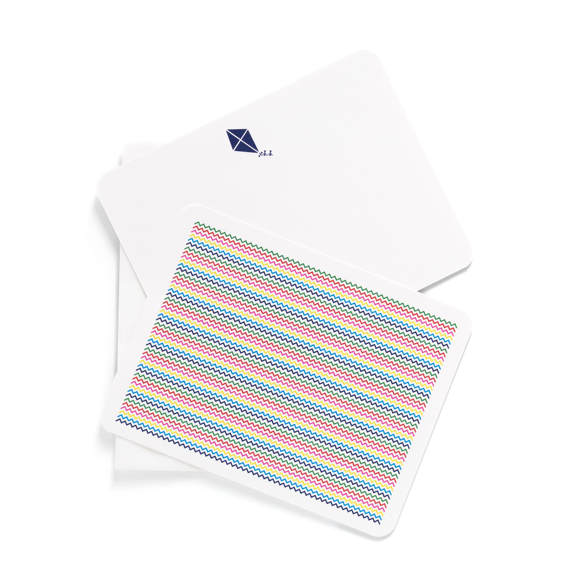 Set of six colorful kite-themed flat cards with matching envelopes, perfect for handwritten notes and occasions