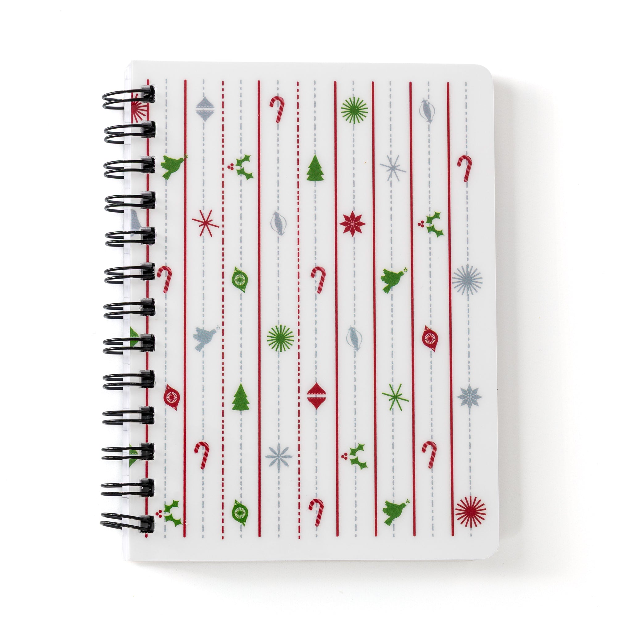 Christmas Notebook | Vintage Christmas | 5x7 Spiral with festive ornaments and tree design for holiday planning and notes.