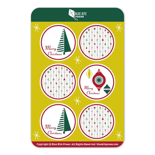 Christmas Sticker Sheet with Round Circle Stickers