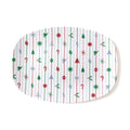 Christmas Serving Tray | Vintage Christmas | Oval with modern ornaments and trees design for holiday serving.