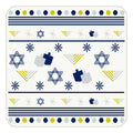 Hanukkah Paper Coasters disposable eco-friendly set of 4 with menorah and festive holiday blue yellow design