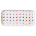 Flamingo Birch Tray featuring a retro colorful flamingo pattern, eco-friendly 11x5 inch serving tray for snacks and decor.