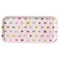 Pink Hearts & Flowers Birch Tray with retro birds, hearts, and flowers pattern, perfect for serving and decor.
