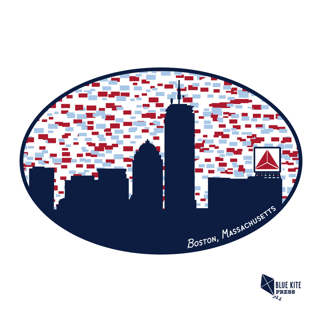 Boston Skyline Swedish Dishcloth with Citgo Sign design, eco-friendly reusable alternative to paper towels.