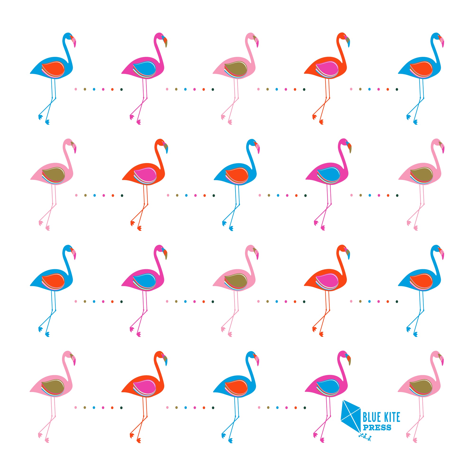 Flamingo Sticker Retro Laptop Sticker featuring colorful flamingos in a repeated pattern on a white background
