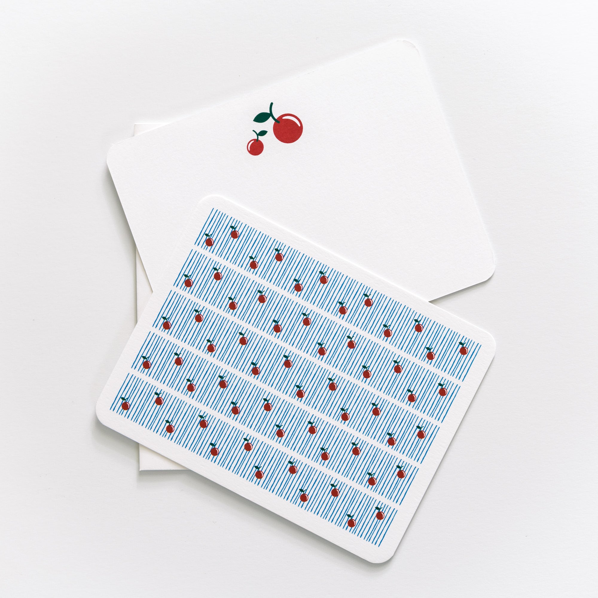 Cherry Flat Card Set, 6 Cards with Envelopes