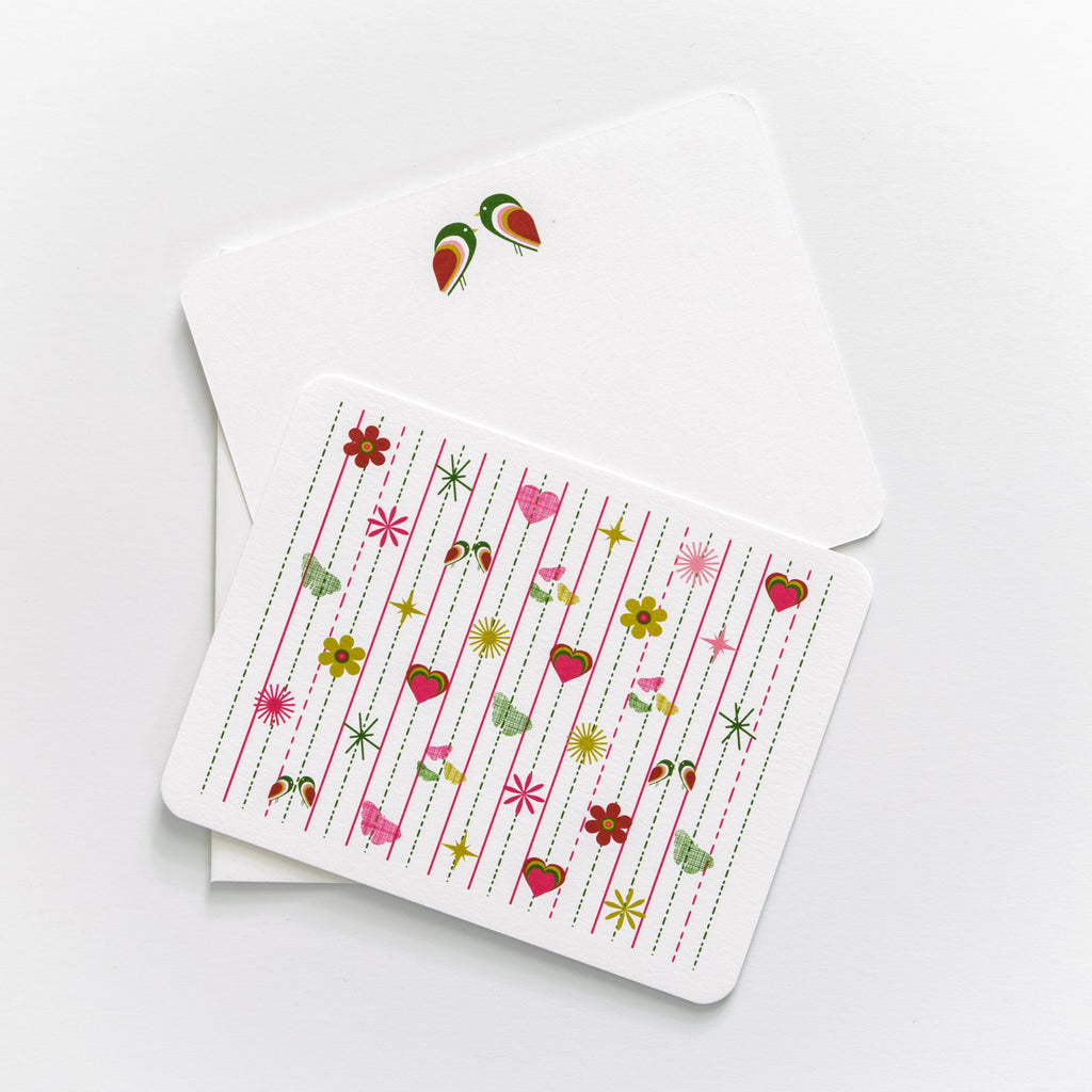 Pink Tiki Flat Card Set, 6 Cards with Envelopes
