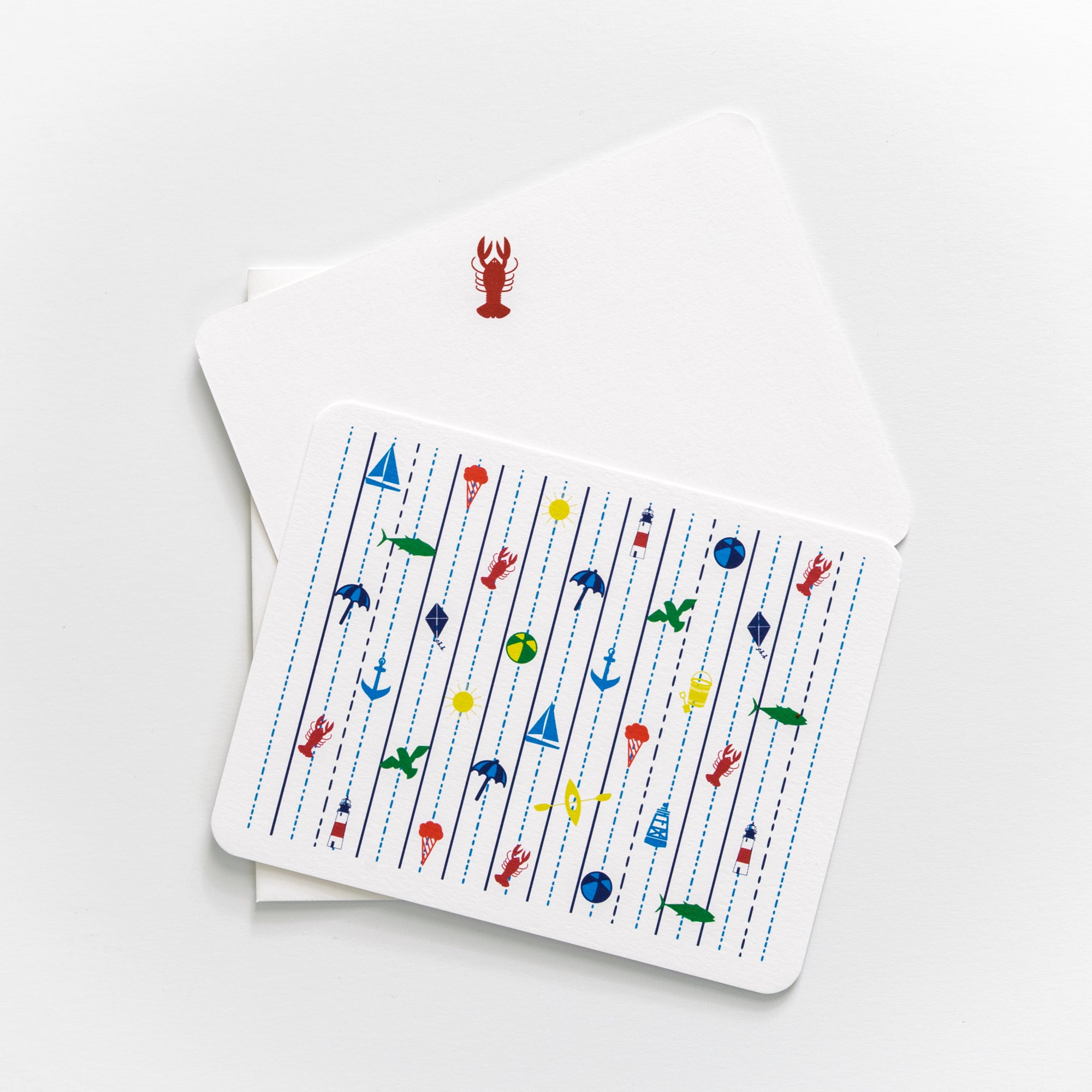 Seaside Flat Card Set, 6 Cards with Envelopes