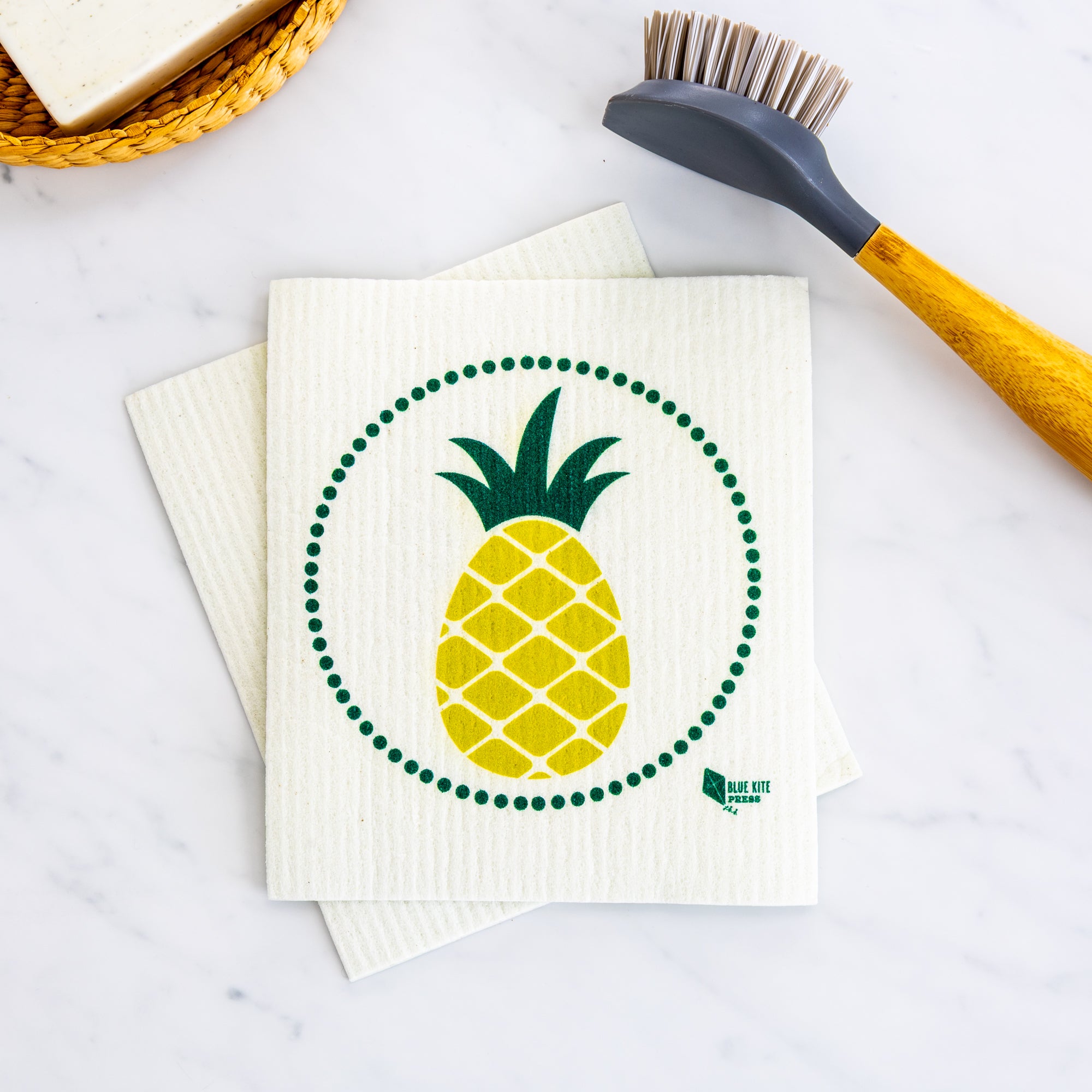 Pineapple Swedish Dishcloth with tropical pineapple design, eco-friendly and reusable alternative to paper towels.