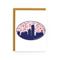 Boston Skyline Card featuring iconic silhouette and Citgo sign with a white background and kraft envelope.