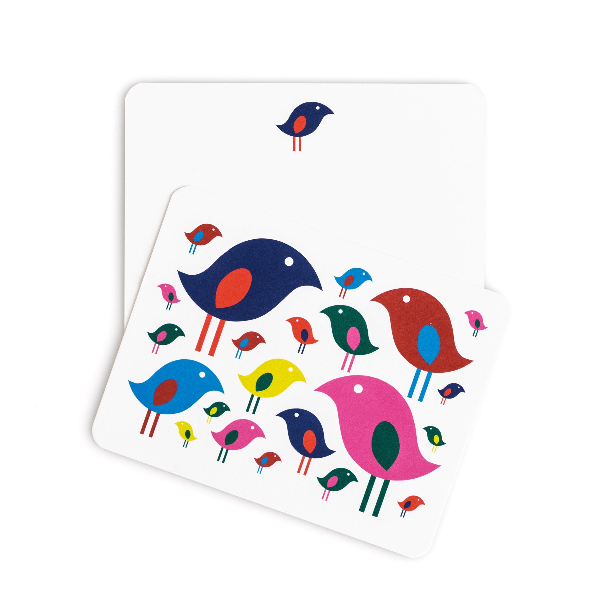Bright Bird flat card with colorful bird illustration and coordinating envelope, from box set of 8