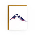 Minimalist Chickadee Card featuring two stylized birds on a white background with a kraft envelope included.