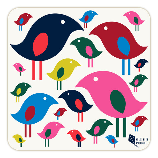 Bright Bird Paper Coasters | Set of 4 | Joyful Modern Birds