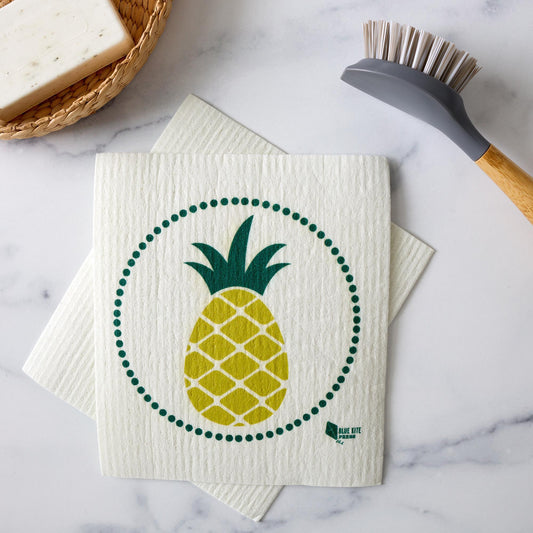 Pineapple Swedish Dishcloth | Modern Yellow | Cellulose 6.75"x8"