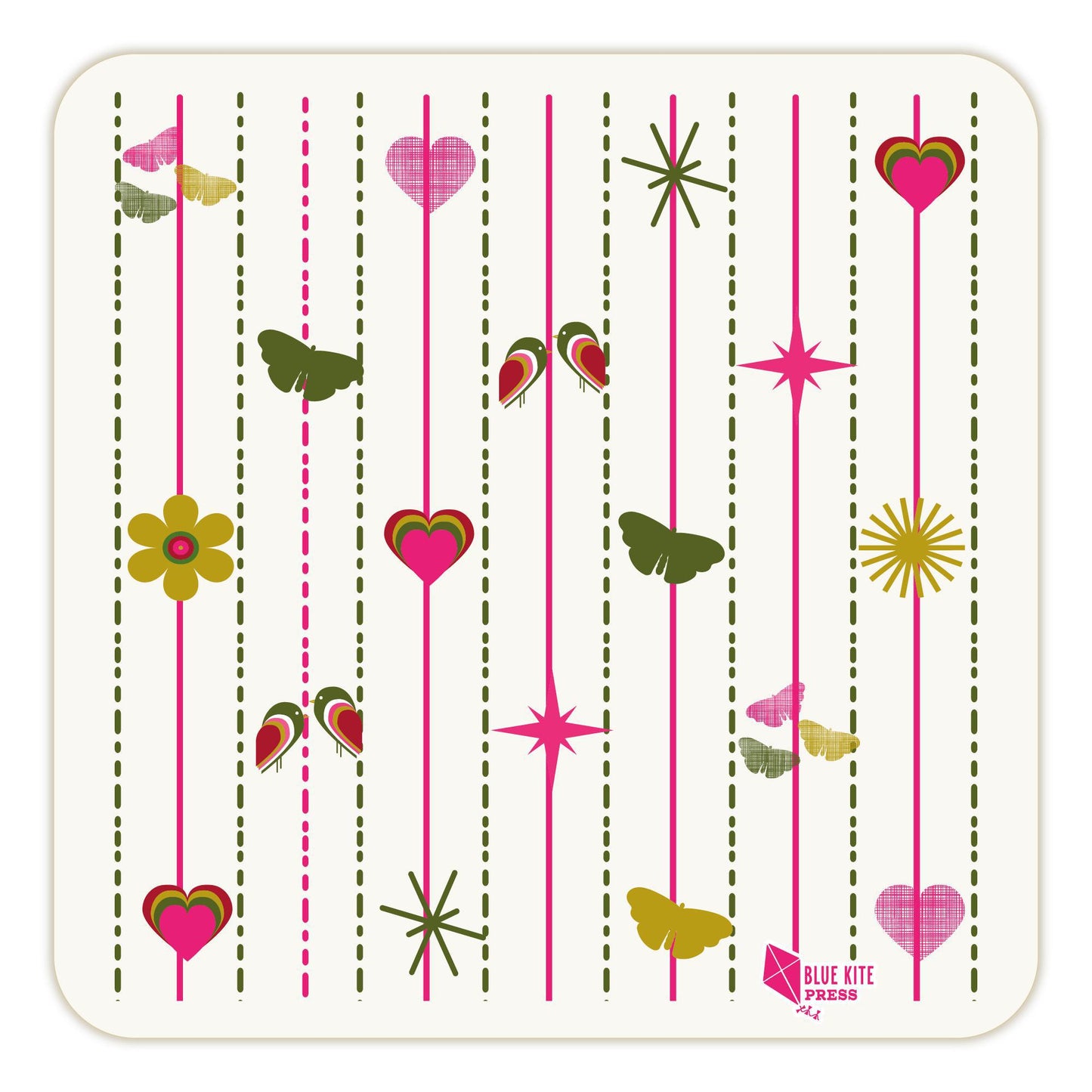 Pink Hearts & Flowers Paper Coasters | Retro Floral | Disposable