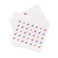Set of six flat cards featuring colorful flamingo patterns with coordinating white envelopes on a white background.