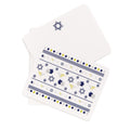 Hanukkah flat card set with colorful menorah, dreidel, and Star of David designs, includes coordinating envelopes.