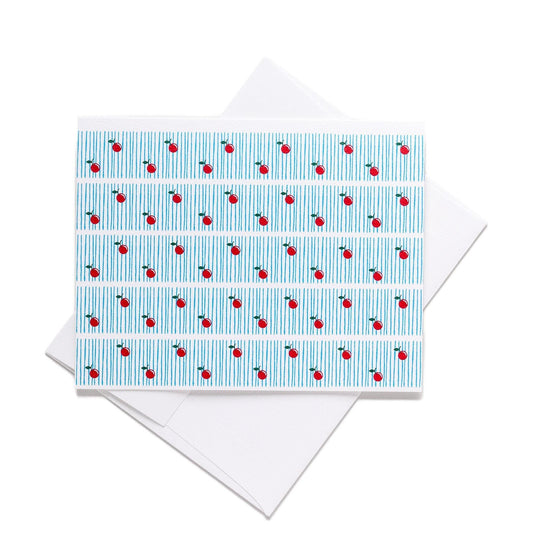 Cherry Notecard | Modern Red & Blue | Blank Inside | A2