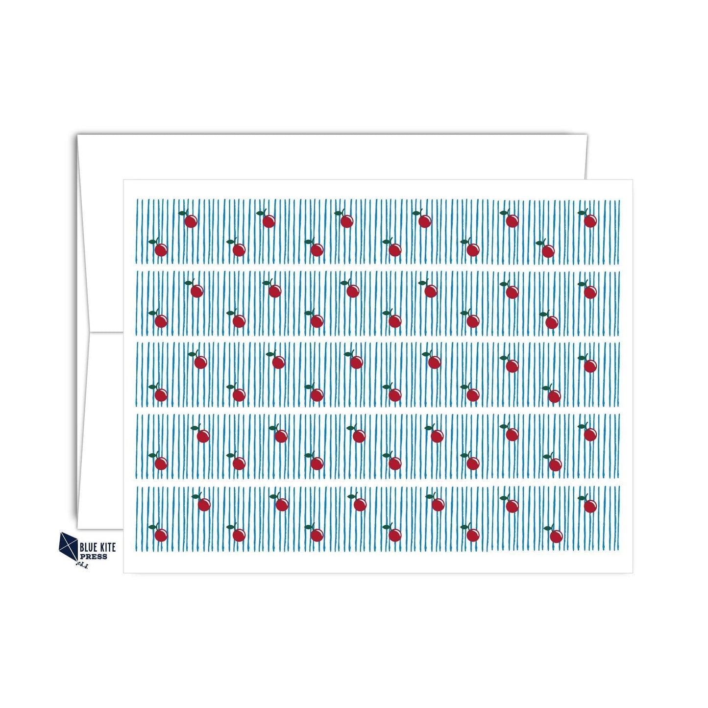 Cherry Notecard | Modern Red & Blue | Blank Inside | A2