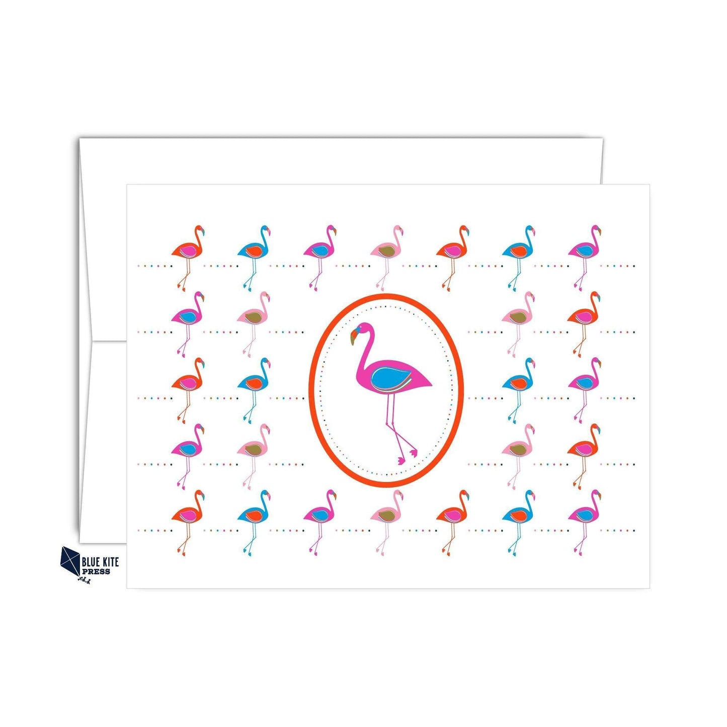 Flamingo Notecard | Modern Pink & Blue | Blank Inside | A2