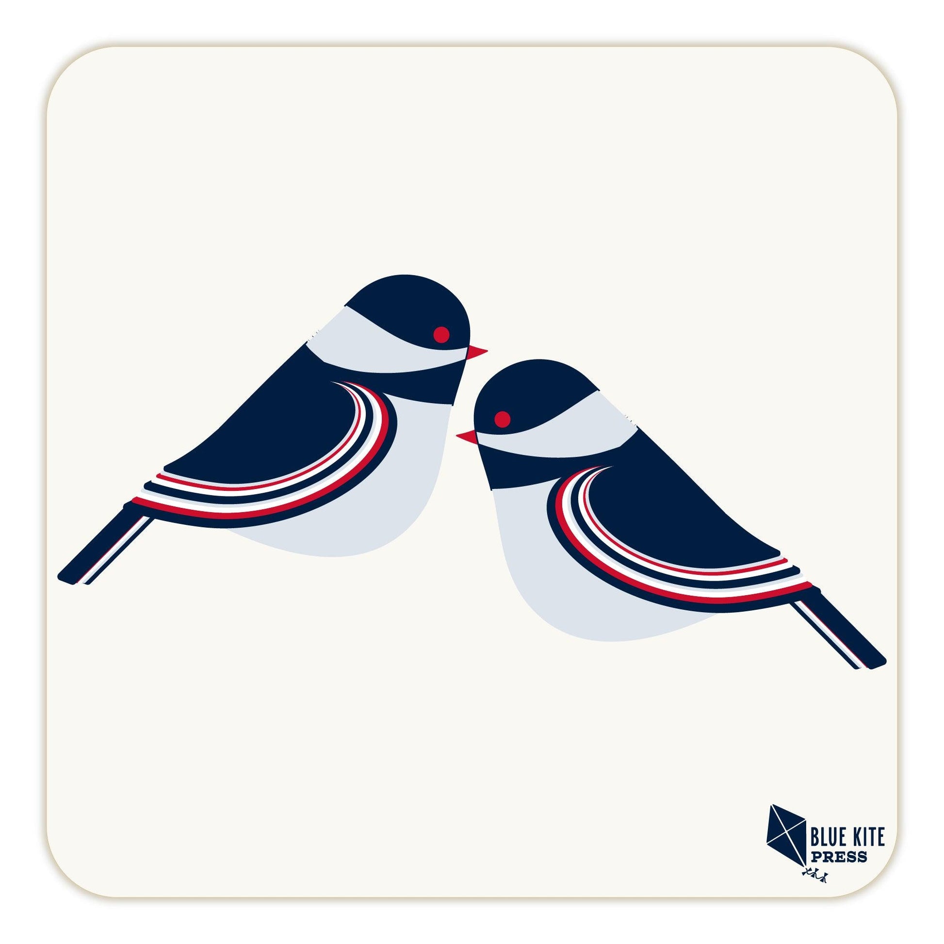 Chickadee Paper Coasters | Modern Birds | Set of 4 | 3.75&quot;x3.75&quot;