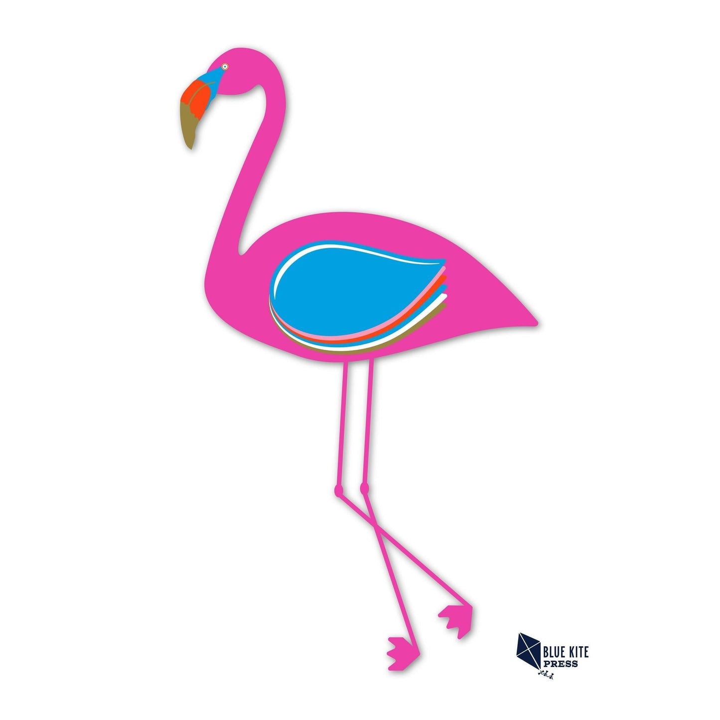 Flamingo Sticker | Modern Pink & Blue | Vinyl 2&quot;x3&quot;