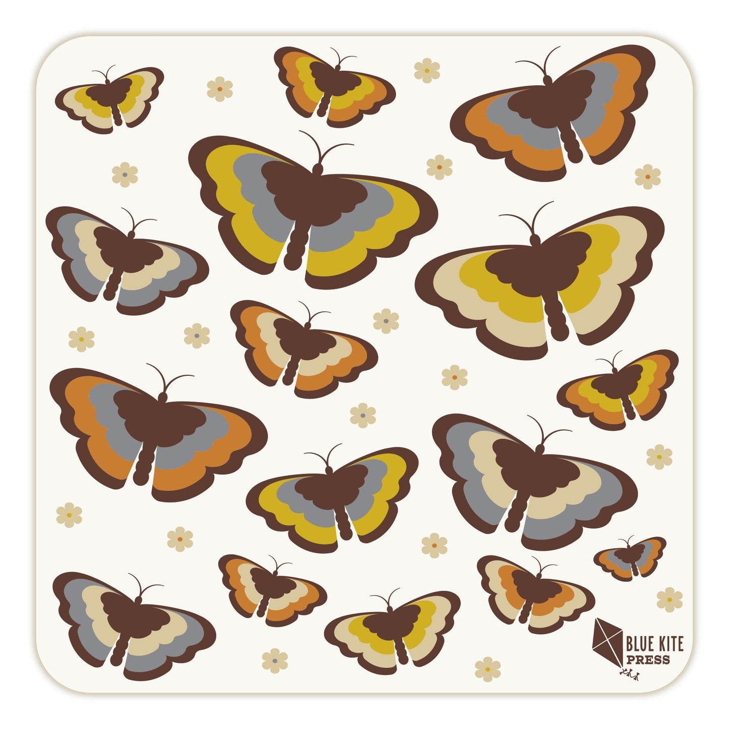 Butterfly Paper Coasters | 70s Aesthetic | Set of 4 | 3.75&quot;x3.75&quot;