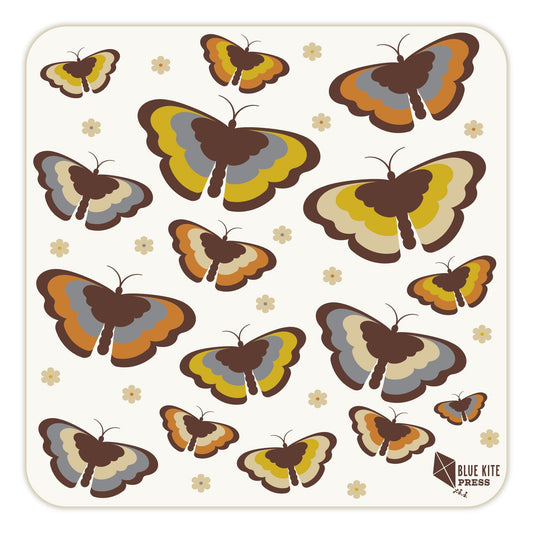 Butterfly Paper Coasters | 70s Aesthetic | Set of 4 | 3.75&quot;x3.75&quot;