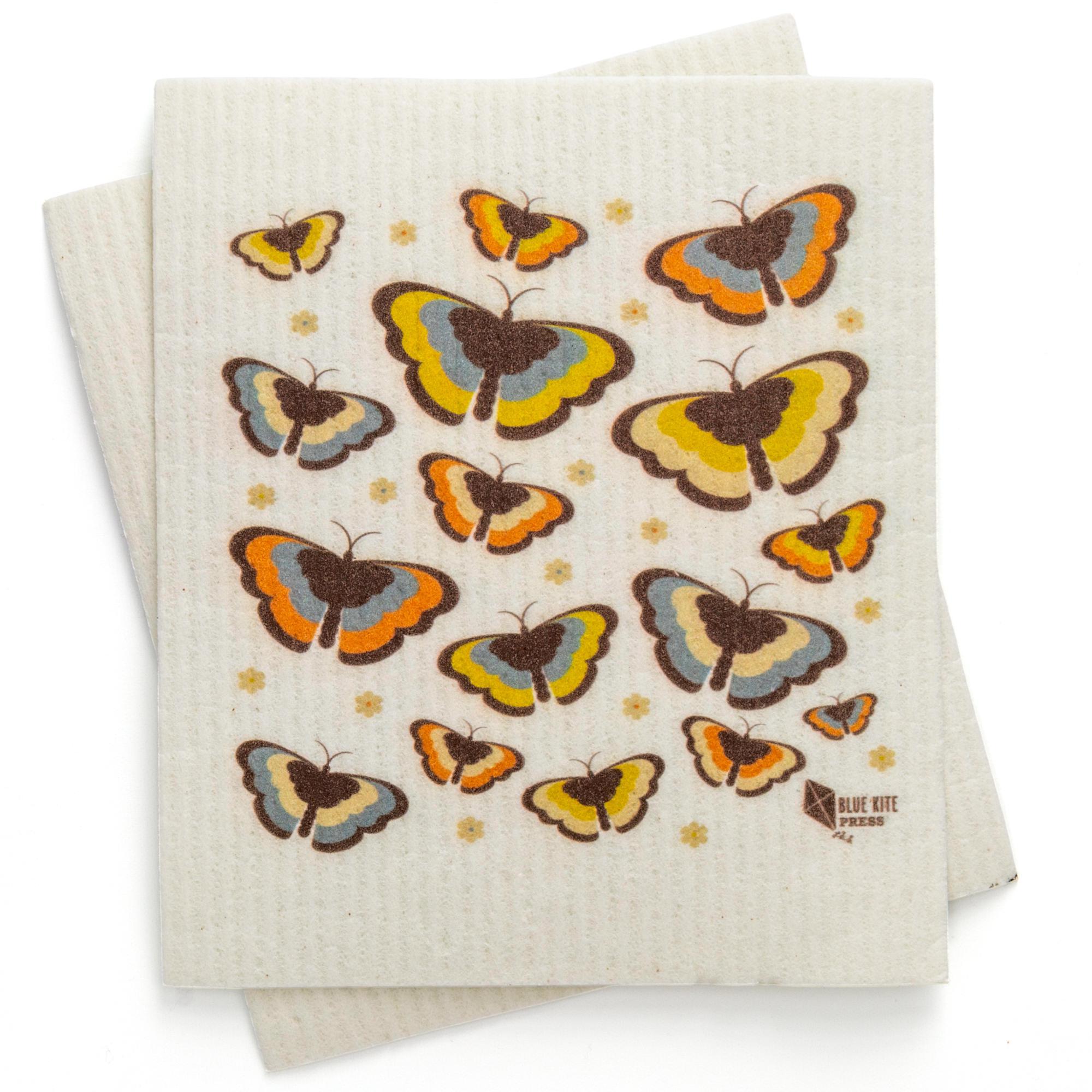 Butterfly Swedish Dishcloth | 70s Aesthetic | Cellulose 6.75&quot;x8&quot;