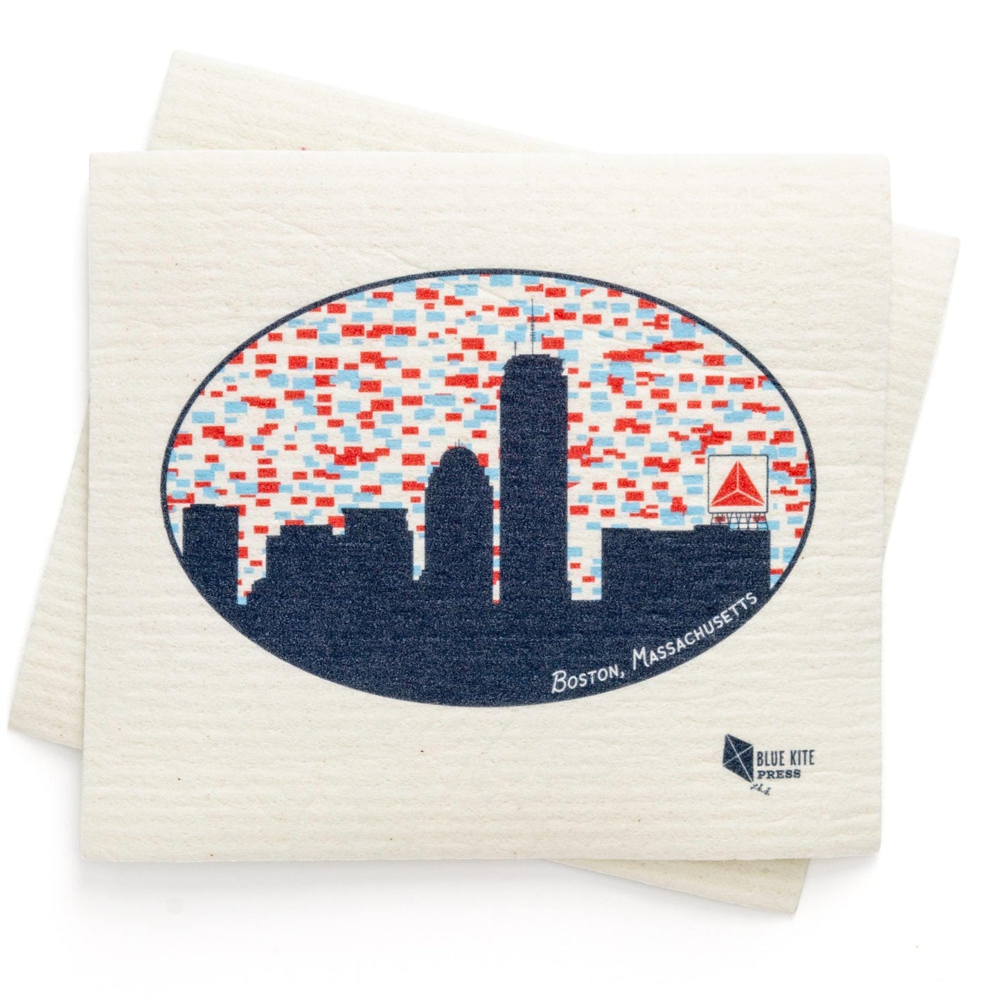 Boston Skyline Swedish Dishcloth | Citgo Sign | Cellulose 6.75&quot;x8&quot;