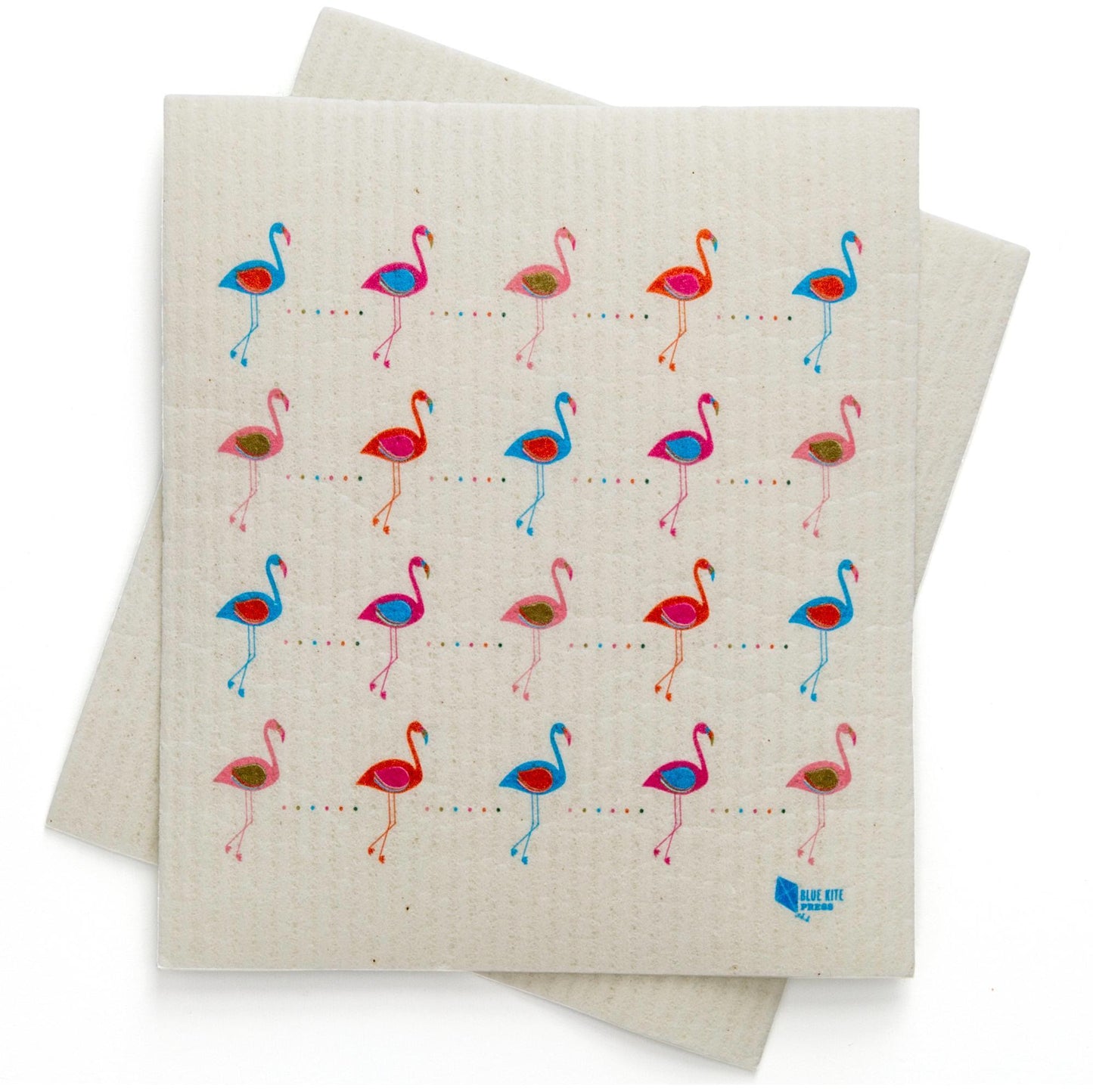 Flamingo Swedish Dishcloth | Modern Pink & Blue | Cellulose 6.75&quot;x8&quot;