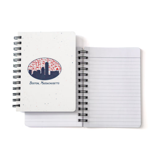 Boston Skyline Notebook | Citgo Sign | 5x7 Spiral with lined pages featuring Boston skyline and Citgo sign design