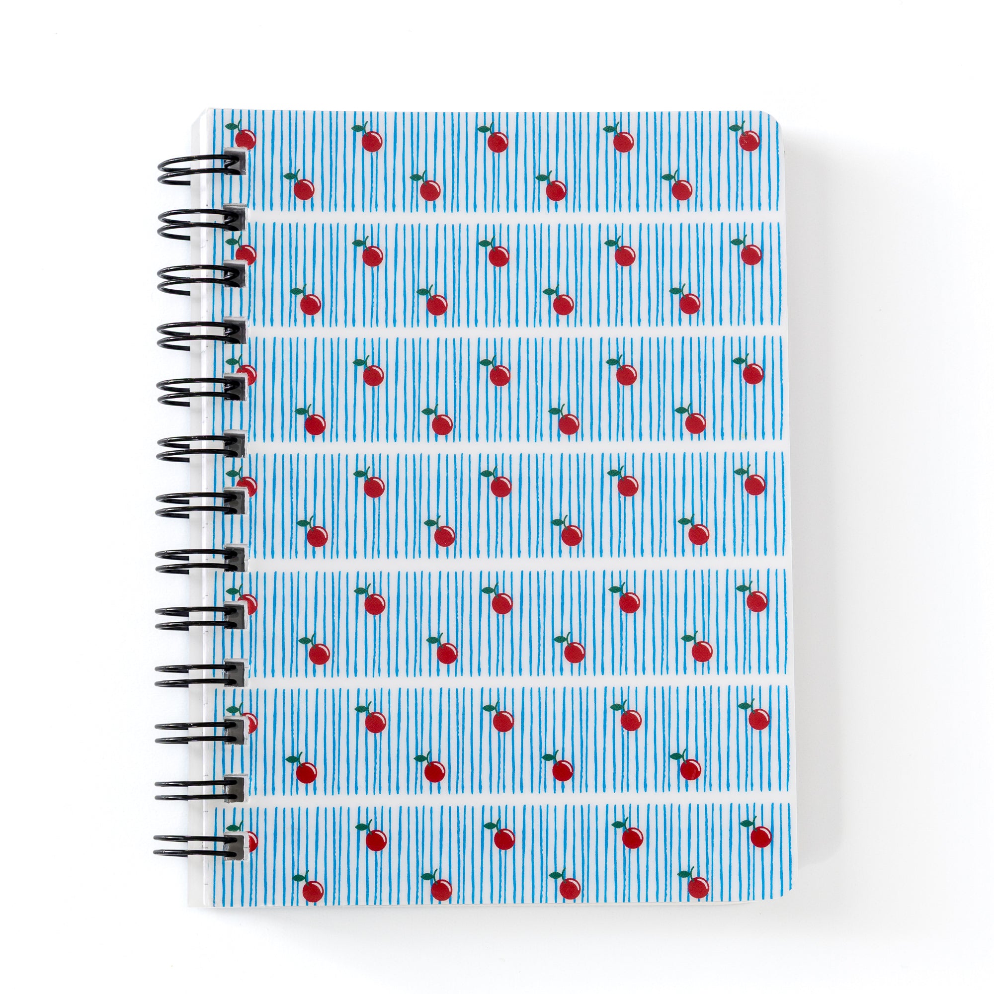 Cherry Notebook with vintage cherries design, 5x7 spiral-bound lined notebook for writing and note-taking