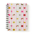 Pink Hearts & Flowers Notebook with retro floral design, 5x7 size, spiral binding, perfect for notes and ideas.