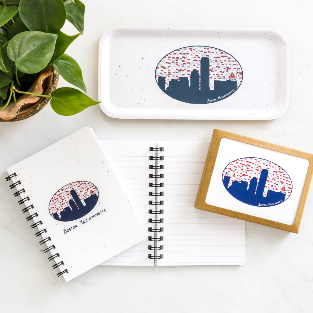 Boston Skyline Notebook | Citgo Sign | 5x7 Spiral with lined pages and Boston skyline design on cover and tray.