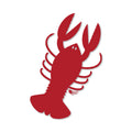 Flat red lobster sticker with simple silhouette design on white background, durable vinyl for laptops or water bottles