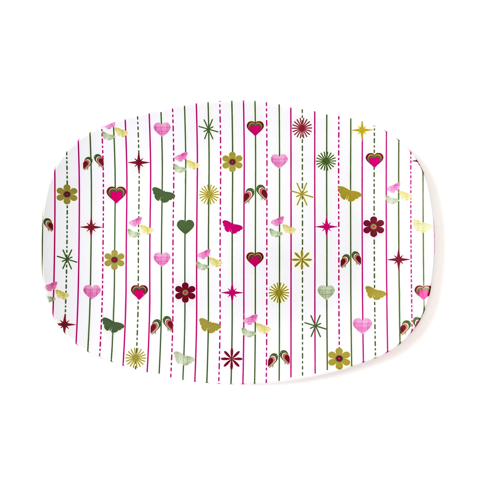 Pink Hearts Oval Serving Tray