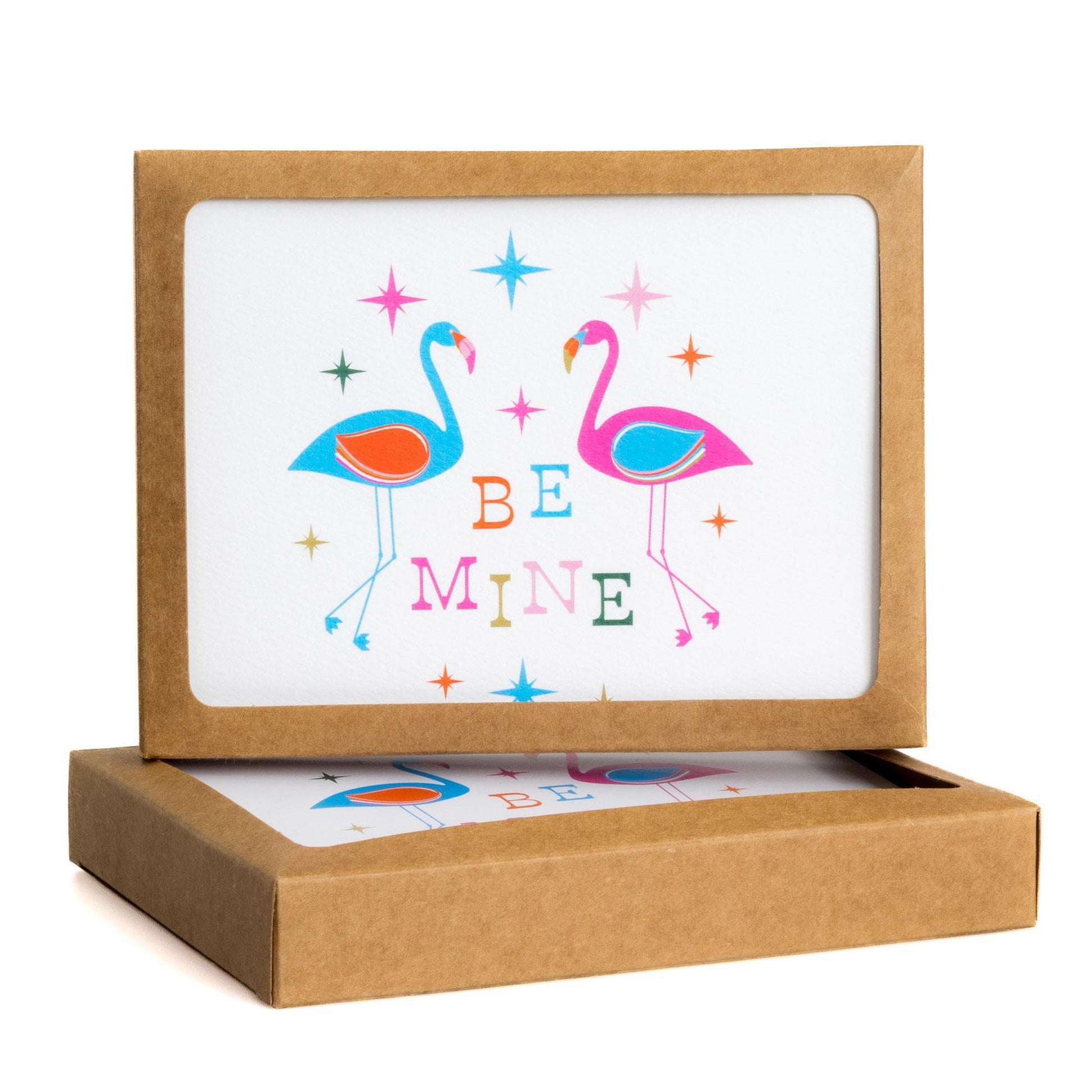 Be Mine Flamingo Boxed Note Card Set - Blue Kite Press