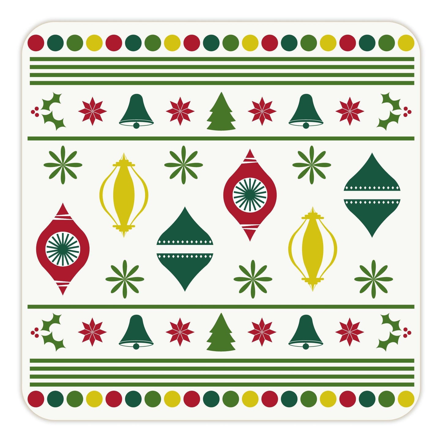 Christmas Coasters – Vintage Ornaments Green