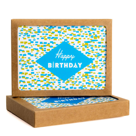 Happy Birthday Boxed Card Set - Blue Confetti