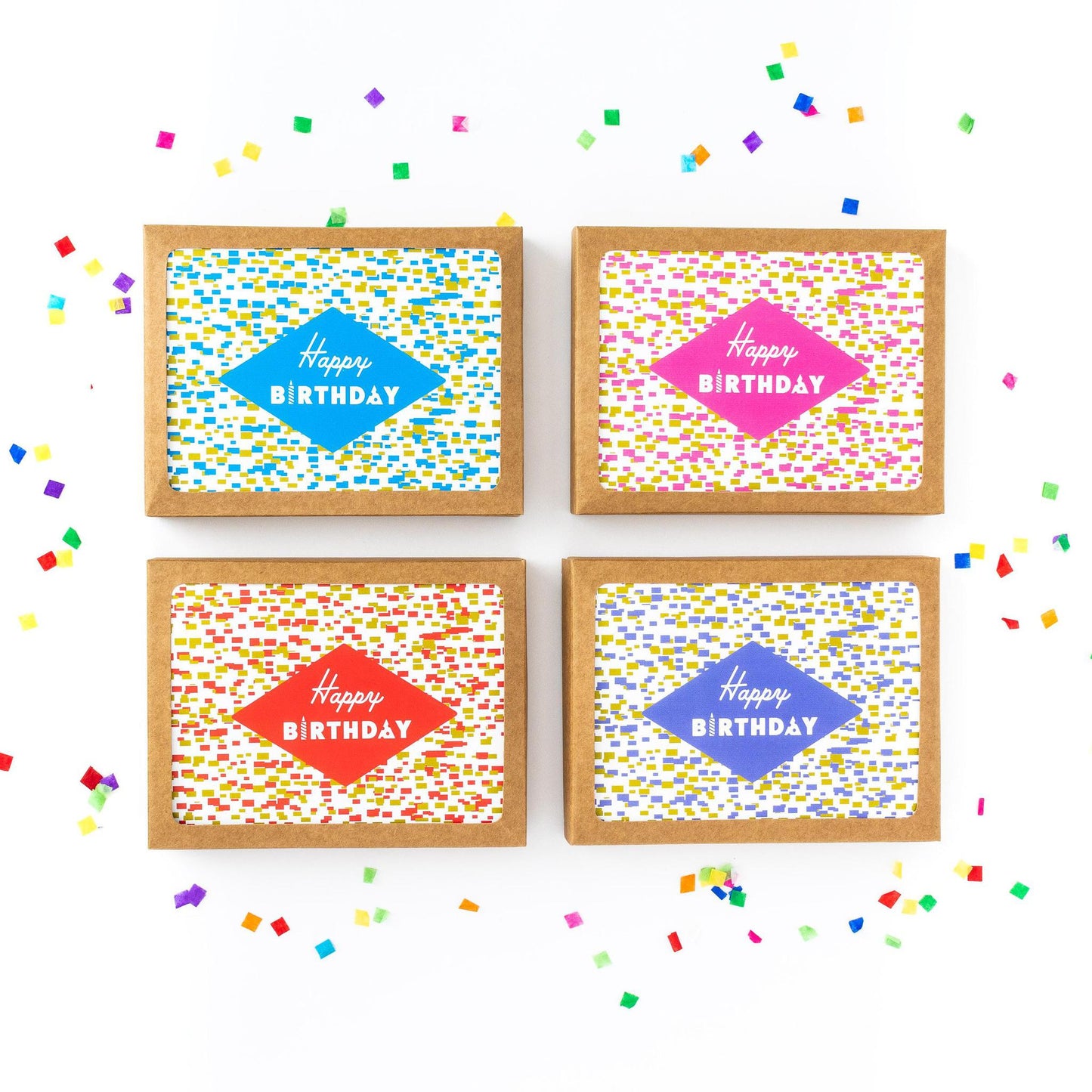 Happy Birthday Boxed Card Set - Mixed Colors