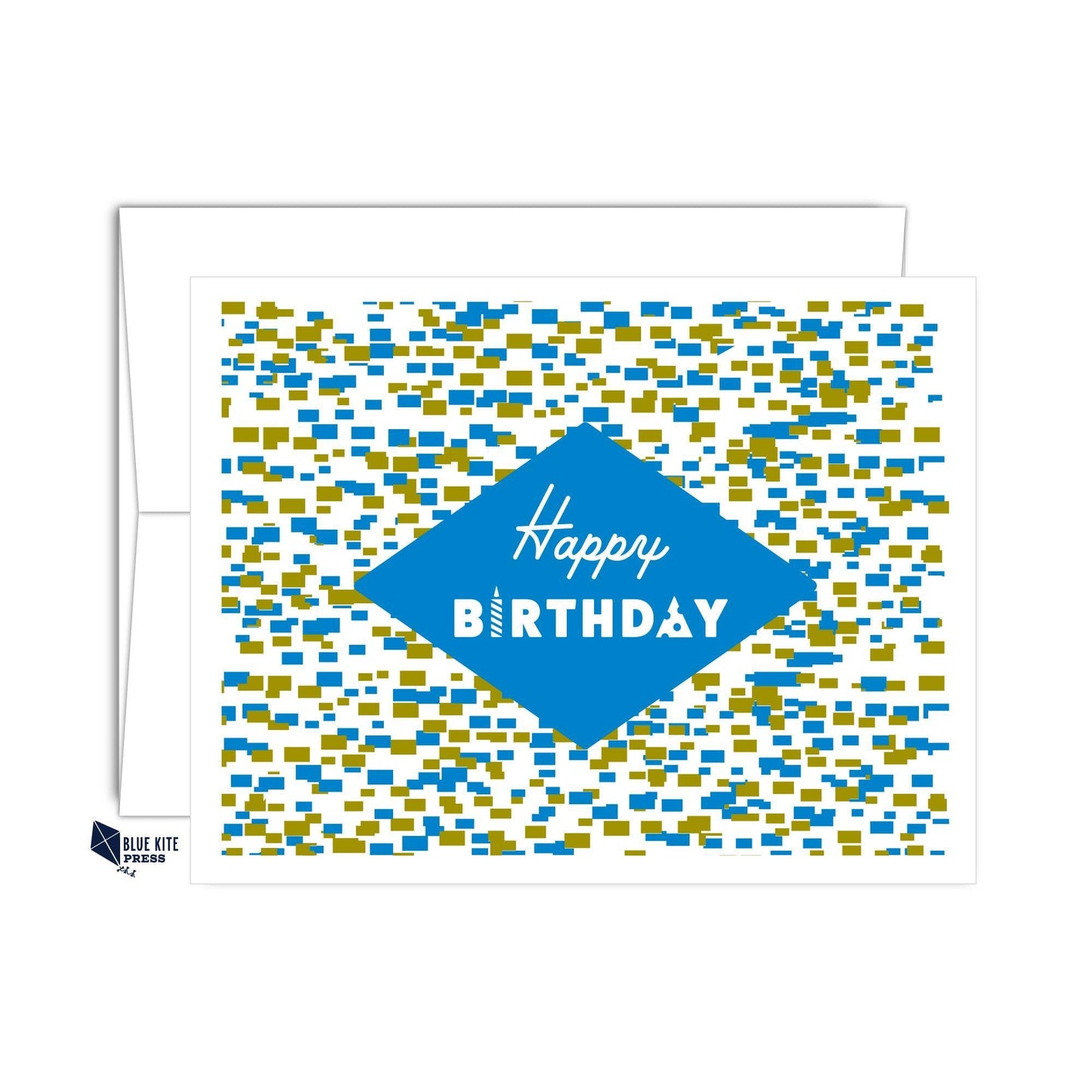 Happy Birthday Note Card - Blue Confetti - Blue Kite Press